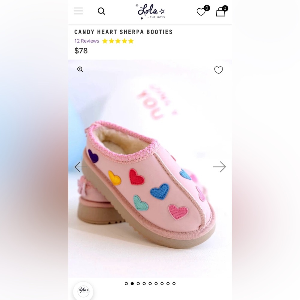 New Girls Lola And The Boys Pink Heart Sherpa Booties Slippers Shoes Sz. 25 9